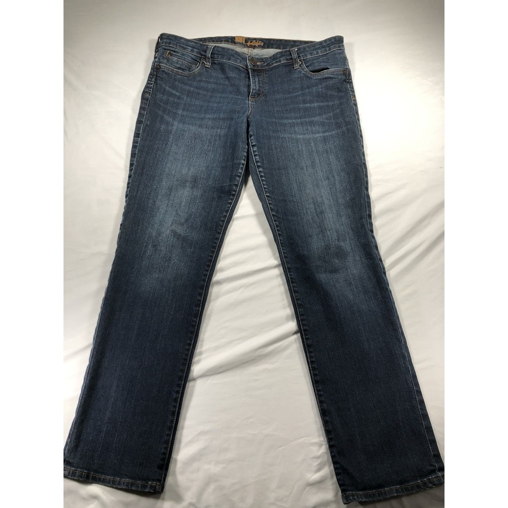 Kut from the Kloth Straight Jeans Women's 14 Dark Blue Denim Pants Boyfriend